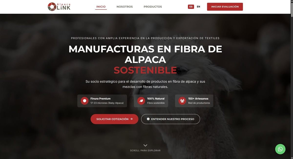 Web de Alpaca Link: manufacturas en fibra de alpaca para exportación